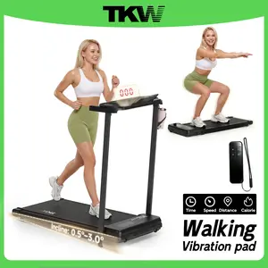 TKW 4-in-1WalkingVibration pad, Lightweight UnderDeskWalking pad Treadmill, 200-300lbs Weight Capacity,Low-Noise Motor Walking Pad,withHandle, Remote Control & Wheels for Easy mobility, LEDDisplay, Portable Under Desk Treadmill
