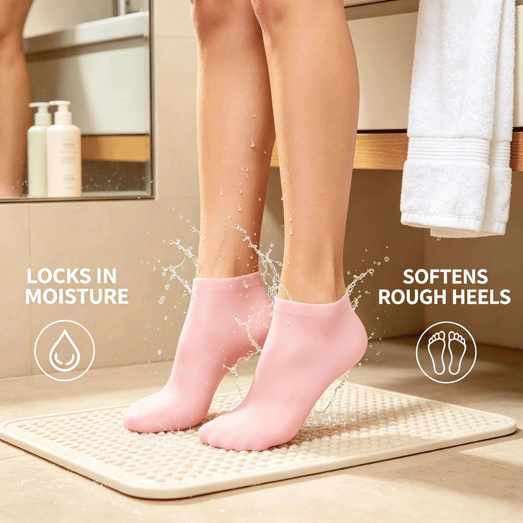Foot Hydration Spa Silicone Socks, Reusable Foldable Travel Foot Hydration Booties, Daily Care Silicone Gel Foot Socks for Women, Overnight Moisturizing Gel Heel Socks, Lotion Locking No Leak Washable Foot Masks