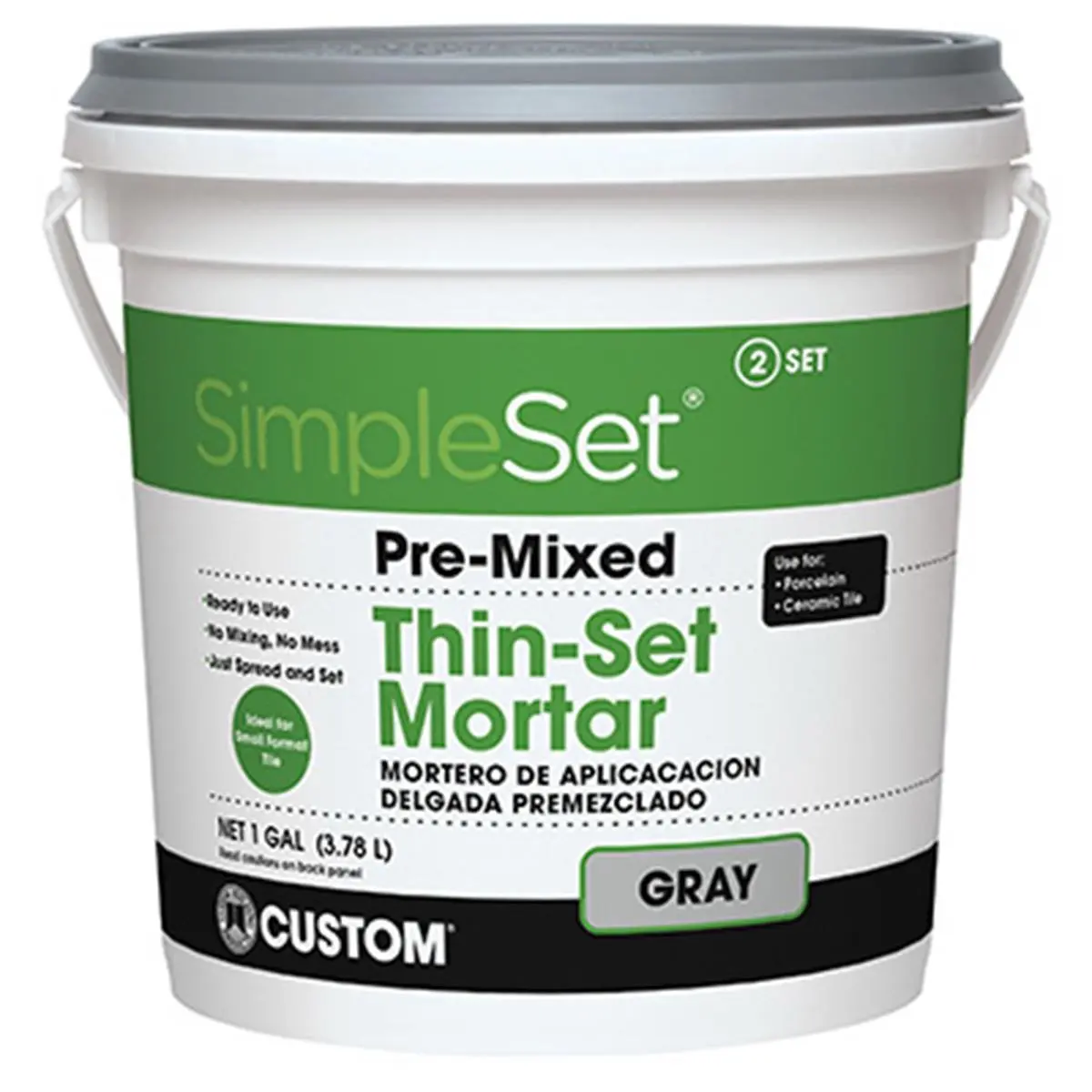 212 MAIN CTTSG1-2 1 Gal Gray Thin Set Mortar - Moldgard Technology, No Mess Tile Flooring Adhesive, Bonds Ceramic Tile, Interior Wall & Floor Use, Mold-Resistant Home Improvement Building Supply