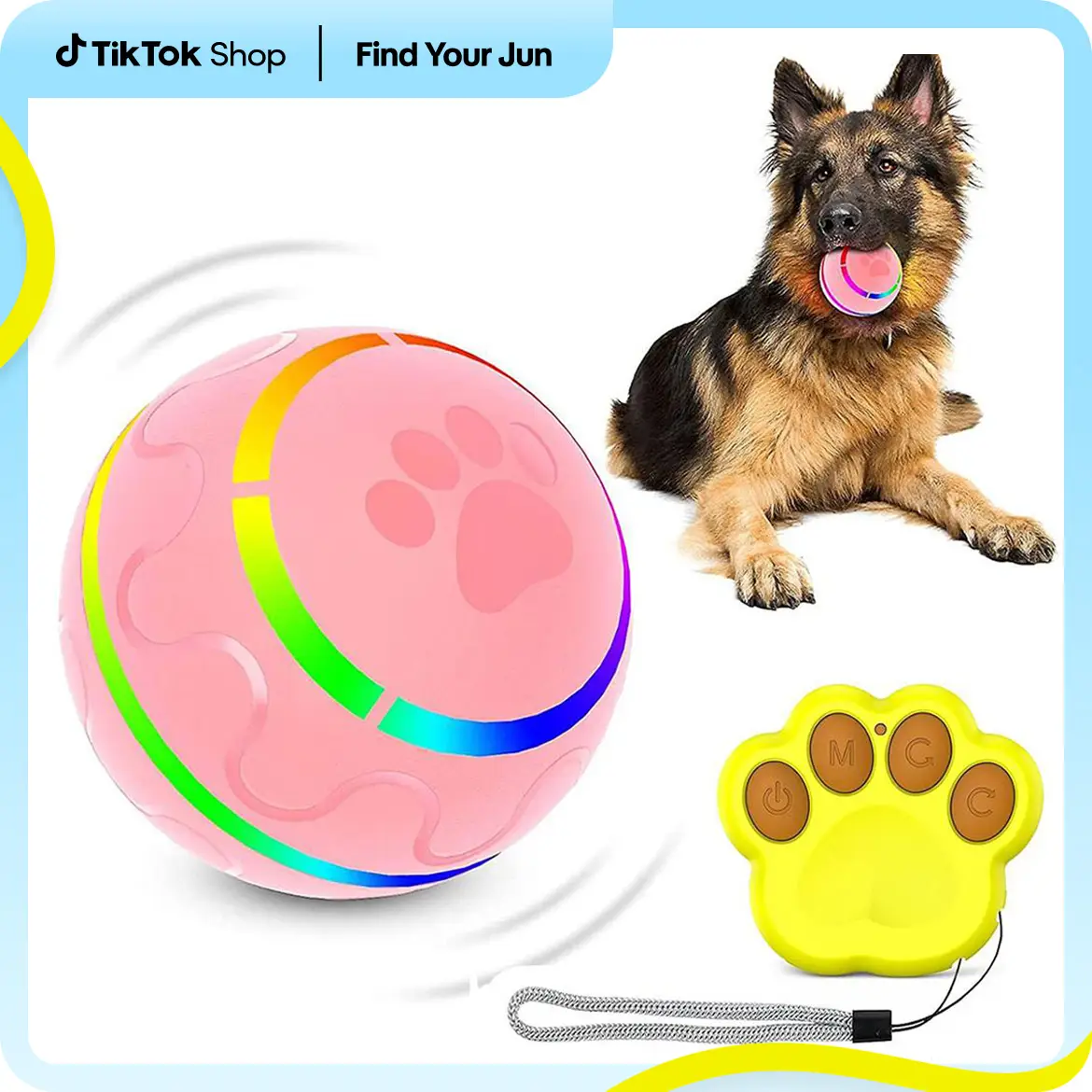 PetNilka Smart Interactive Dog Toy Ball – LED Motion Enrichment Play Ball for small, medium, and many large breeds, Rechargeable Core & Remote Control