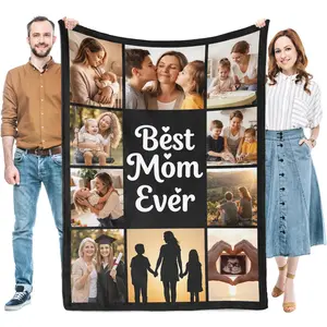 BARLEY ONE Click “Shop Chat”, Send Photos, Mother's Day Gift, Custom Photo Mothers Blankets, These Personalized Photo Mothers Blankets are Made of Soft Wool and Lambskin, Perfect for Mother's Day,Valentine's Day, Birthday,Weddings Gift, Unique Memory Gift
