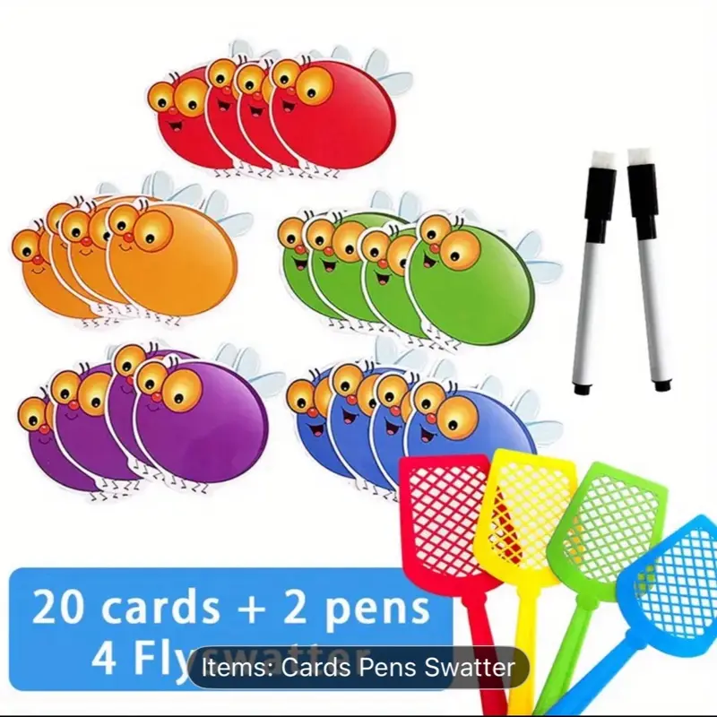 Educational Fun for Kids - Sight Word Game Flashcards with 20 Cards & 2 Pens for Ages 5+ - Multi-Color Interactive Learning Tools for Homeschool & Preschool