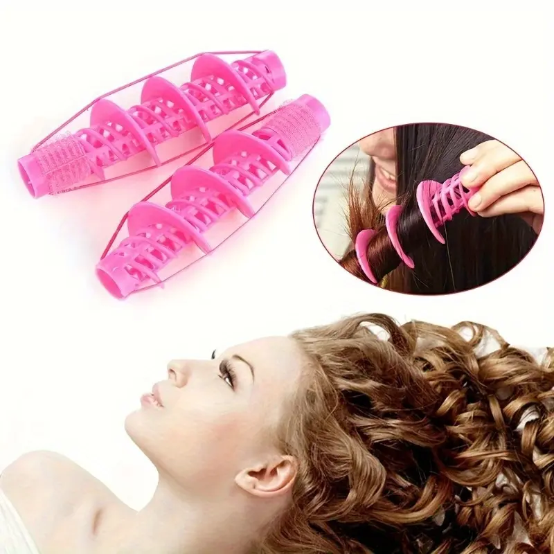 2pcs DIY Self-Adhesive Spiral Hair Curling Rollers - Create Wavy Curls with Ease