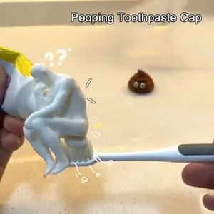 New Poop-Shaped Toothpaste Cap, Creative Unique Bathroom Accessory, Fun Toothpaste Squeezer, Funny Toilet Seat Cover Design, Toothpaste Little Man