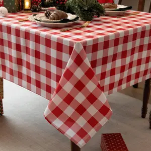 Waterproof Checkered Tablecloth Fabric-Rectangle 58x84 Inch Classic Gingham Buffalo Plaid Table Cloth for Indoor/Outdoor Use-Washable Table Cover For Kitchen,BBQs,Parties