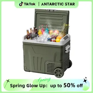 Antarctic Star 12V Portable Refrigerator 50L, 12/24V DC & 100-240V AC, Compressor Fridge Freezer for Car Camping Travel Boat, APP Control, -4°F to 68°F, Electronic Touch Screen，Green
