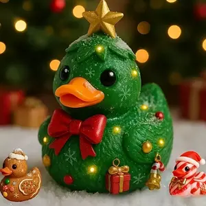 Festive Christmas Duck Statue Ornament, Home Decorative Figurine, Holiday Decoration Accessory, Unique Gift Idea for Seasonal Celebrations, Home Decor Ornaments