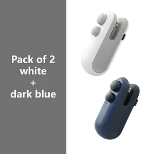 2-Pack Mini Portable Heat Sealer Set with Cutter - Rechargeable Plastic & Chip Bag Sealer, Food Freshness Keeper, White & Dark Blue Kitchen Utensil