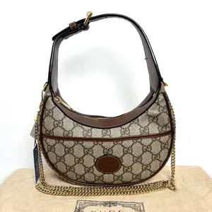 Pre-owned GUCCI Beige/Ebony GG Supreme Canvas Mini Ophidia Shoulder Bag