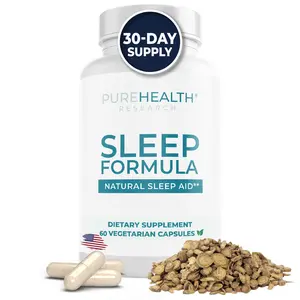 Sleep Formula by PUREHEALTH RESEARCH - Fall Asleep Faster and Stay Asleep Longer, Wake Up Refreshed and Energized - Sleep Supplement with Valerian Root, GABA, and L-Tryptophan - 60 Capsules Fitness Healthcare Dietary