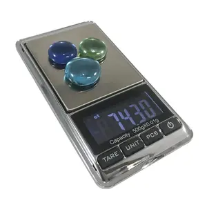 Optima Home Scales  Sterling Pocket Scale with Lid Weighing Tray, Silver - 500 x 0.01 g
