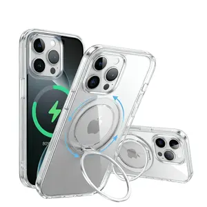 iPhone 16 promax Series Clear Magnetic Case 360° Stand Shockproof Clearance Sale iPhone 16ProMax 16Plus  16Pro