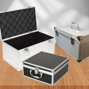 Aluminum Suitcase Parts Toiletry Containers Hard Toy Garage Organization Storage Portable Metal lock Case Without Sponge Durable Metal Box