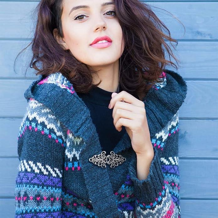 Vintage sweater with knob clip, silver lock clip for shawls, dress brooches for girls, fashion decor Cute Clasps Stylish Durability Style Elegant