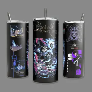 Solo Leveling Sung Jinwoo Shadow Army Anime Stainless Steel Insulated Travel Tumbler With Handle 20oz 40oz – Hunter System Manga Coffee Cup