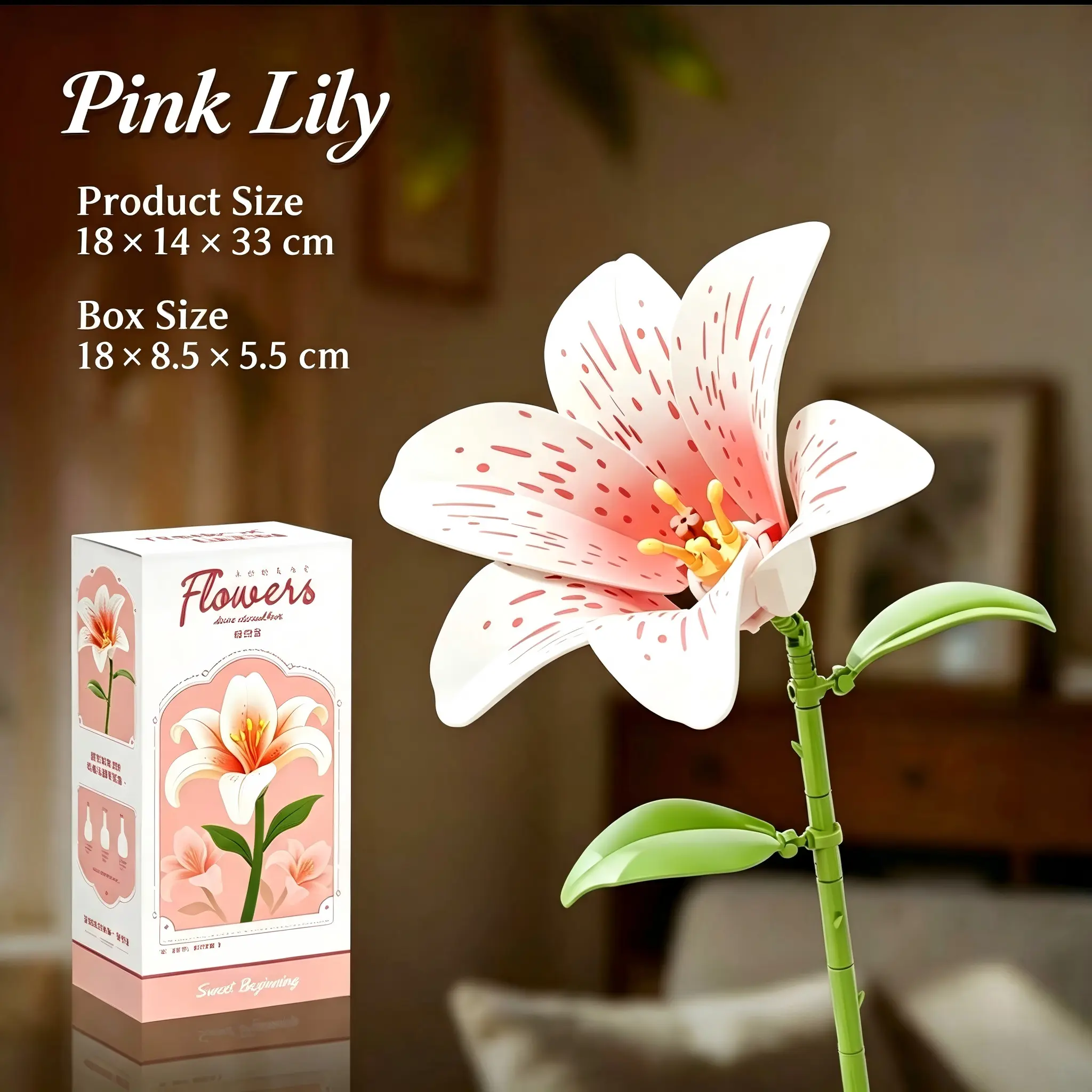 Flower Building Blocks for Adults Block Tech Flowers Buildable Flowers Building Block Set Botanical Flower Building Set， No Vase Included