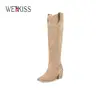 Wetkiss Knee High Cowboy Cowgirl Boots for Women, with Unique Embroidery, Side Zipper and Chunky Heel Design, Women's Shoes,Women's Boots Beige Casual, #WeeklyDeals#TikTokShopFallDealsForYou