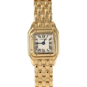 Pre-owned Cartier 18K Yellow Gold (Au750) Small Leather Goods Mini PANTHERE Yellow Gold Quartz