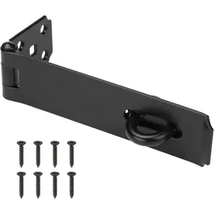 7-1/2" Heavy Duty Door Lock Hasp Latch, 1/8" Thicker Iron Gate Hasp Latches Safety Packlock Clasp with Lengthen Screws for Outdoor Doors, Gates, Shed, Drawers, Cabinets, Black