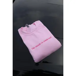 Embroidered 'I'm about to crash out!' Hoodie or Crew Neck, Long Sleeve, Classic fit, Unisex, Adult