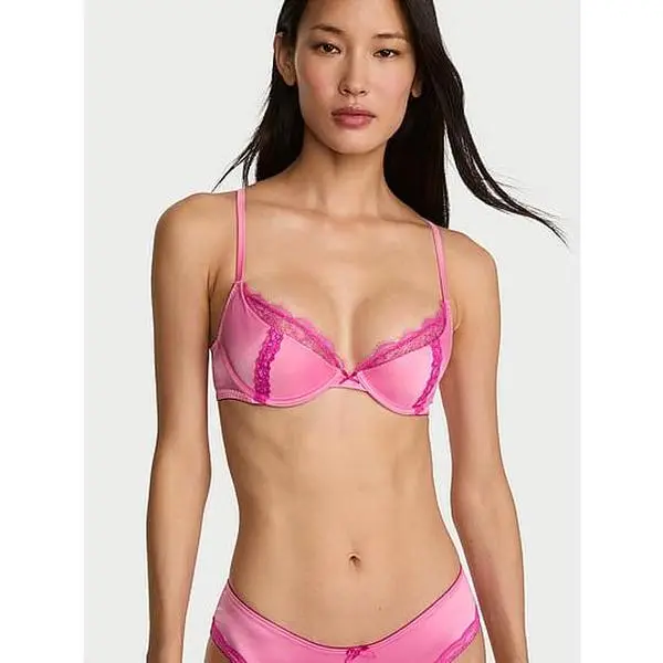 Victoria's Secret Tease Satin Lace-Trim Half-Cup Demi Bra