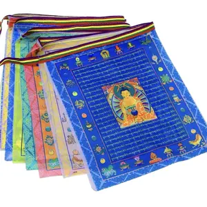 Prayer Flags. Beautiful strand of silky prayer flags suitable for outdoor and indoor. 9 flags per strand. Banners