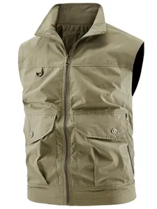 Men’s Casual Stand-Collar Cargo Utility Vest - 2026 Lightweight Menswear Front-Close Sleeveless Jacket with Zippers, Multiple Pockets for Outdoor Fishing, Hiking