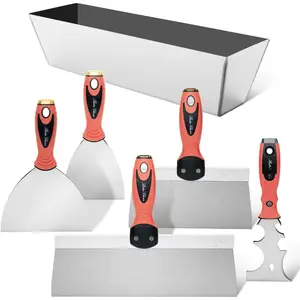 - Drywall Hand Tool Kit, 6 count, 3" 4" 6" 8" 12", Stainless Steel Drywall Tool with Metal Hammer End, Putty  Set, Taping , 12.5" Mud Pan for Joint Taping, Finishing and Patching