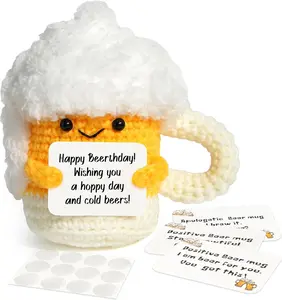 Mini Positive Crochet ,  Birthday Gifts for Women,  Emotional Support Crochet, Small Funny Gifts with DIY Message Card, Knitted Cute Stuff Decor