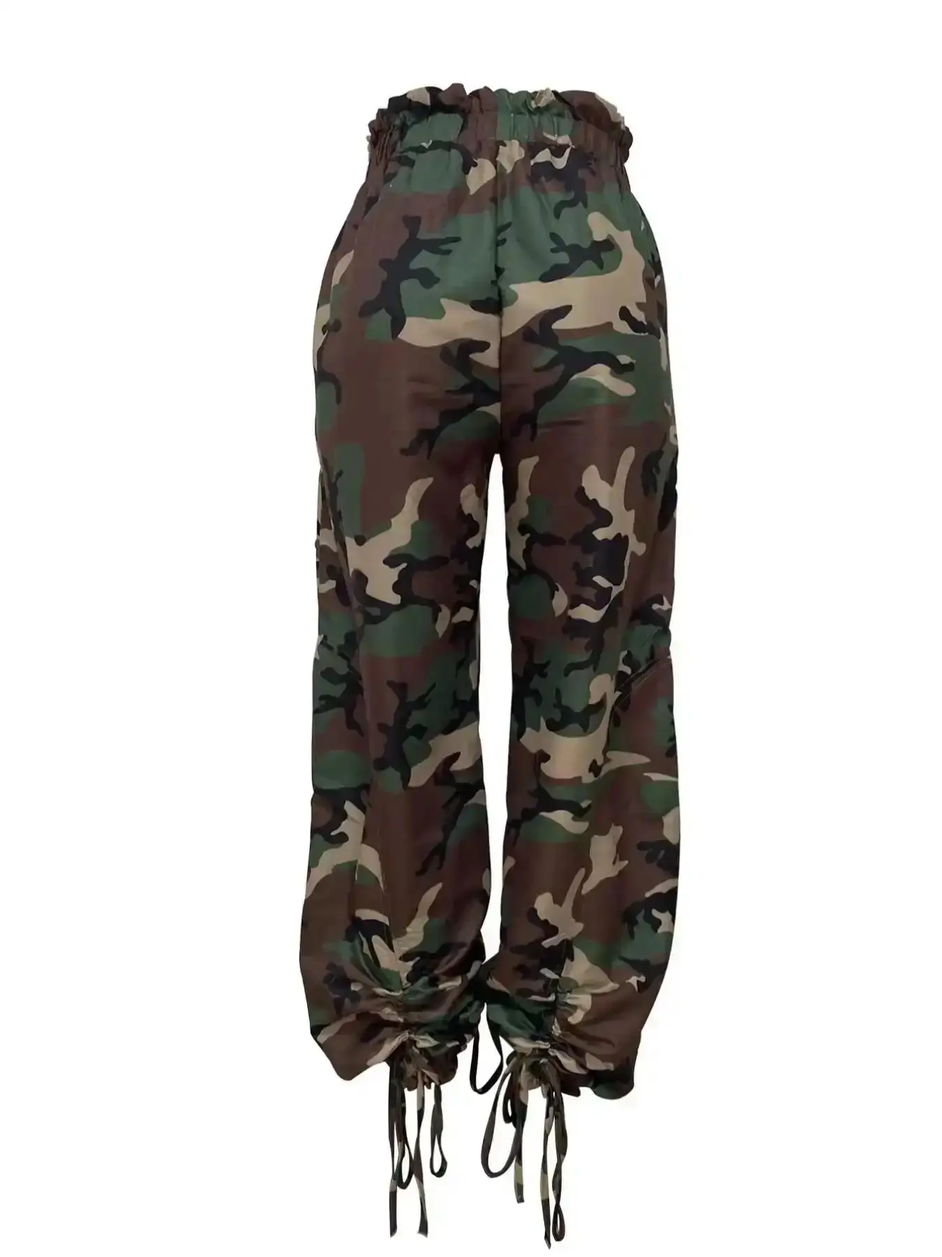 Exquisite Women's Camo Print Drawstring Waist Pants, Street Fashion Casual Trendy Camouflage Pocket Trousers for Daily Wear, Women, Ladies Bottoms Clothing Fall & Winter, Cozy Style, Warm Layer, Fall Layer