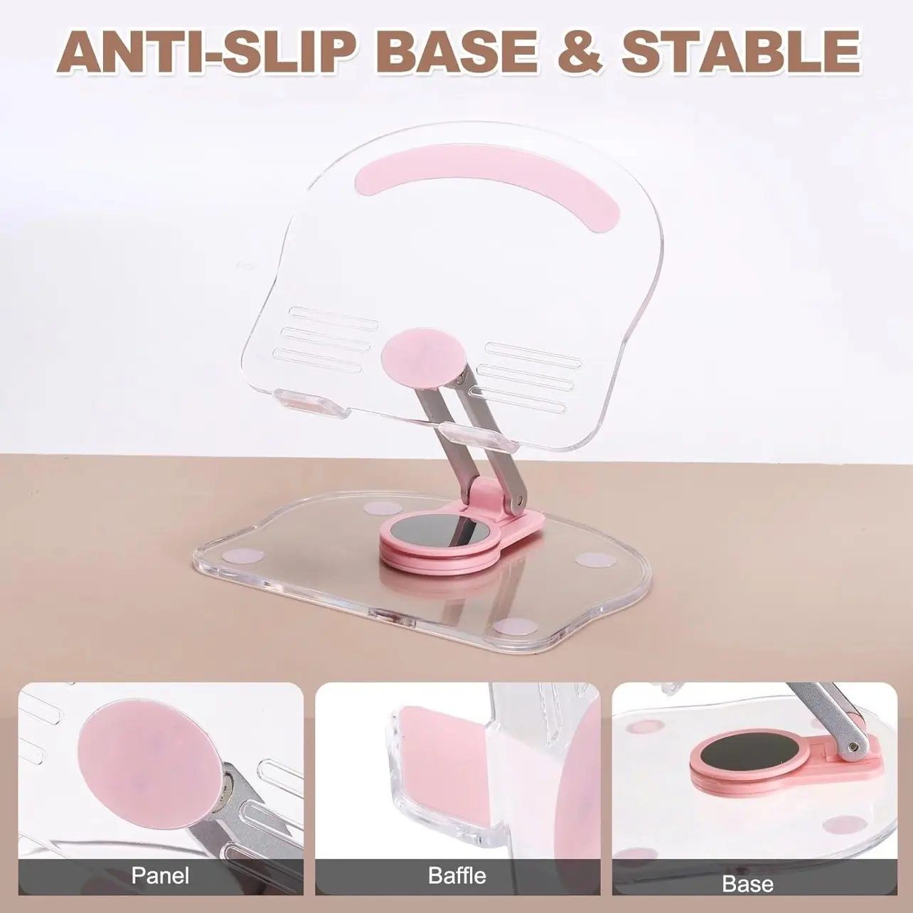 360 Degree Rotating Mobile Tablet Stand, Adjustable Tablet Holder-Adjustable Foldable Desktop Table Holder Base,Multi-Angle, Non-Slip Silicone Base,Portable iPad Stand for Desk, Tablet Mount, Tablet Bracket, Compact, Swivel Stand, Tablet Accessories
