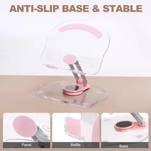 360 Degree Rotating Mobile Tablet Stand, Adjustable Tablet Holder-Adjustable Foldable Desktop Table Holder Base,Multi-Angle, Non-Slip Silicone Base,Portable iPad Stand for Desk