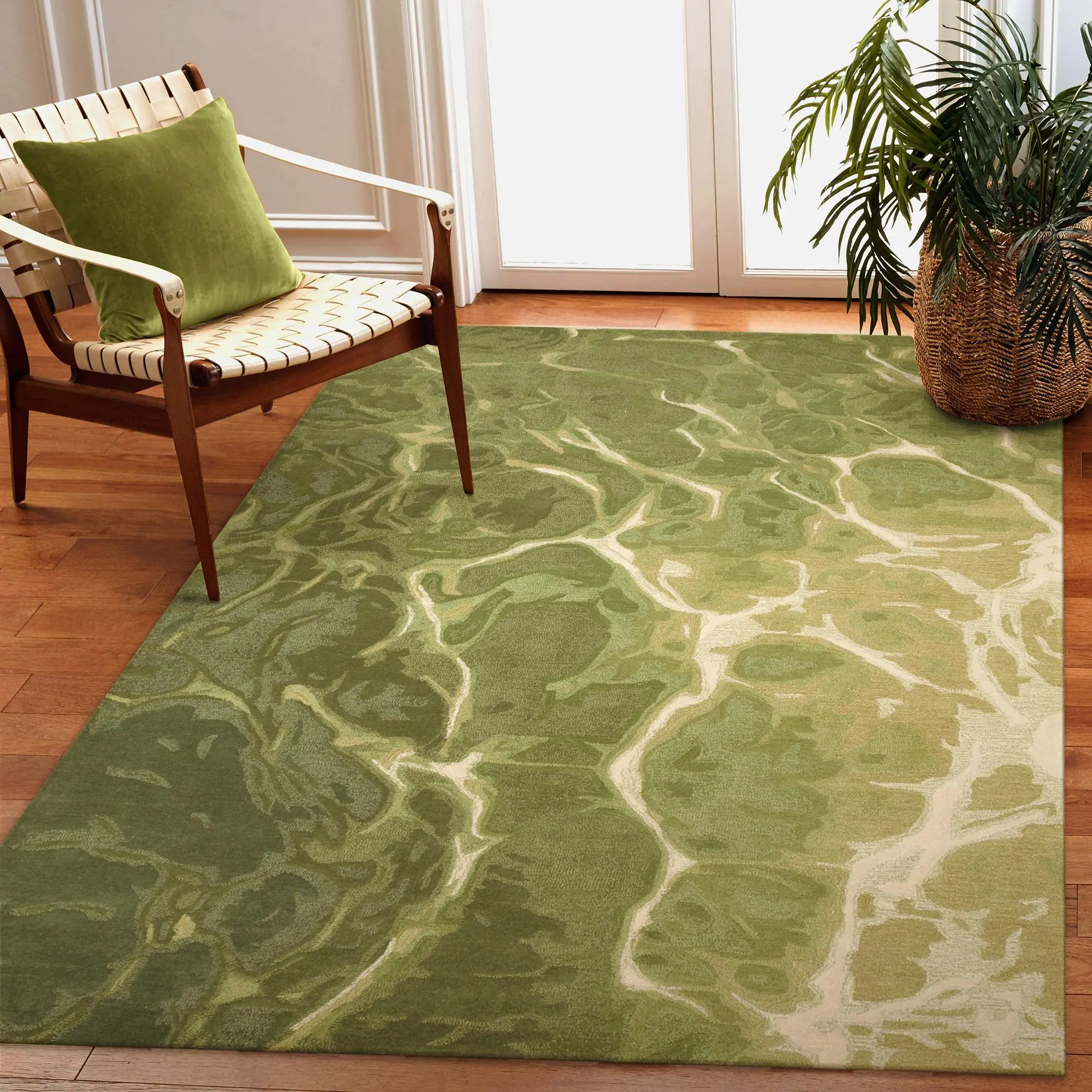 Lush Decor CORSICA Indoor Hand Tufted Wool Plush Area Rug - Contemporary Casual   (Water)