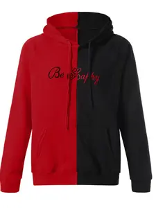 Men's Casual Fashion Colorblock Smiley Face Sweatshirt Long Sleeve Hooded Sporty Top, Spring & Fall Cross-Border Export Clothing