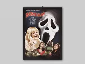 [Sale Up To 50%][No frame, Free Ship] Scream Movie Poster | Vintage Horror Wall Art | Wes Craven 1966 Film Print | Retro Movie Decor | Classic Horror Poster.