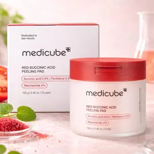 medicube Toner Pads Red Succinic Acid Panthenol Facial Peeling Pad | Exfoliating Toner Pad for Breakout-Prone Skin | Niacinamide, AHA, BHA, and Soothing Panthenol - Non-Comedogenic, 70 Pads (1 Pack)