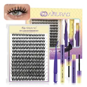 ANURAG DIY Eyelash Cluster Kit, EyelashBonding andSealing,Remover, SpringtokEyelash Tweezers for DIYEyelash Extensions atHome, For Girls Makeup MakeupCosmeticEyelash Extensions. Christmas gifts, New Yeargifts, #SummerVibes