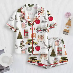 Christmas In New York Pajama Set, Christmas Sleepwear Gifts Nightwear Pajama Satin, In New York Nightwear Set for Her Pajama, Nighwear Set