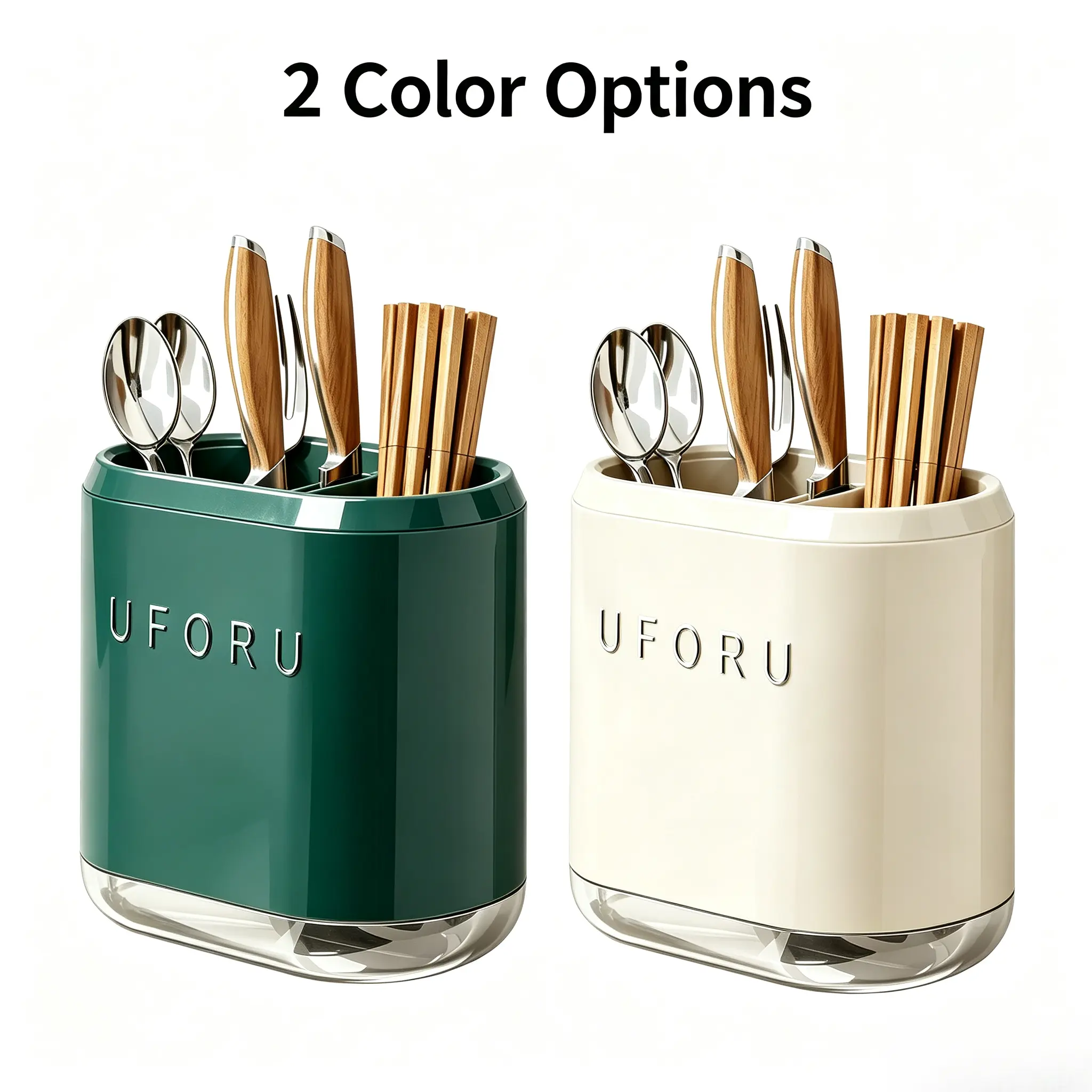 Punch-Free Wall Mount Utensil Holder - Heavy-Duty Steel Adjustable Rack with Detachable Drain Tray, Dual-Use Countertop & Hanging Kitchen Organizer for Chopsticks, Spoons, Forks, Cutlery, Gold Metal Pole Space-Saving Storage