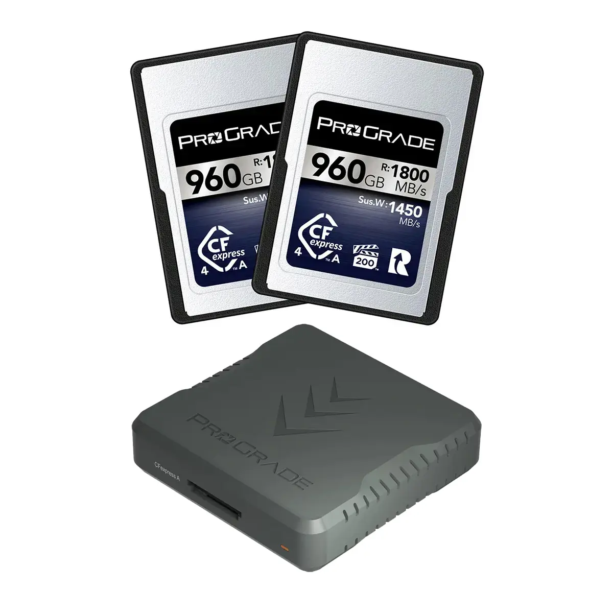 Prograde Digital Iridium Series 960GB CFexpress Type-A 4.0 Memory Card, 2-Pack, Bundle with Memory Card Reader