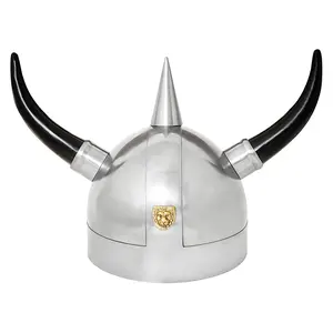 Viking Steel Helmet Horns Norse with  liner Medieval Costume Stage Prop LARP Halloween  Cosplay