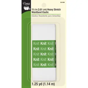 1-1/2" Heavy Stretch elastic, White, 1-1/4 yd