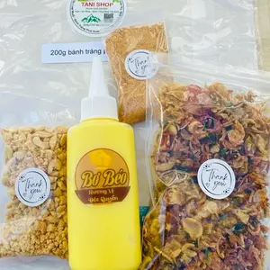 Combo bánh tráng cuốn bơ, muối ruốc hành phi, đậu phộng,muối nhuyễn Tây Ninh– Rice Paper Snack with fried shrimp shallots, butter, peanut