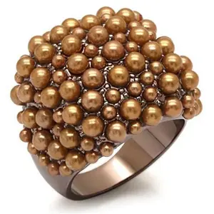 212 MAIN Women's Chocolate Gold Brass Fashion Ring - Pearl-Embellished, Brown Synthetic Stone Accent, Size 6, Sports & Outdoor Water Sports Swimming Accessory