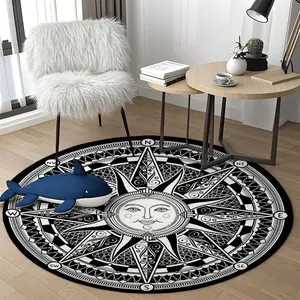 Ancient Greek Apollo Totem Round Rug, Modern Abstract Rug, Memory Cotton Material, Non-Slip Backing, Absorbent, Suitable for Living Room, Bedroom, Dining Room, Bathroom