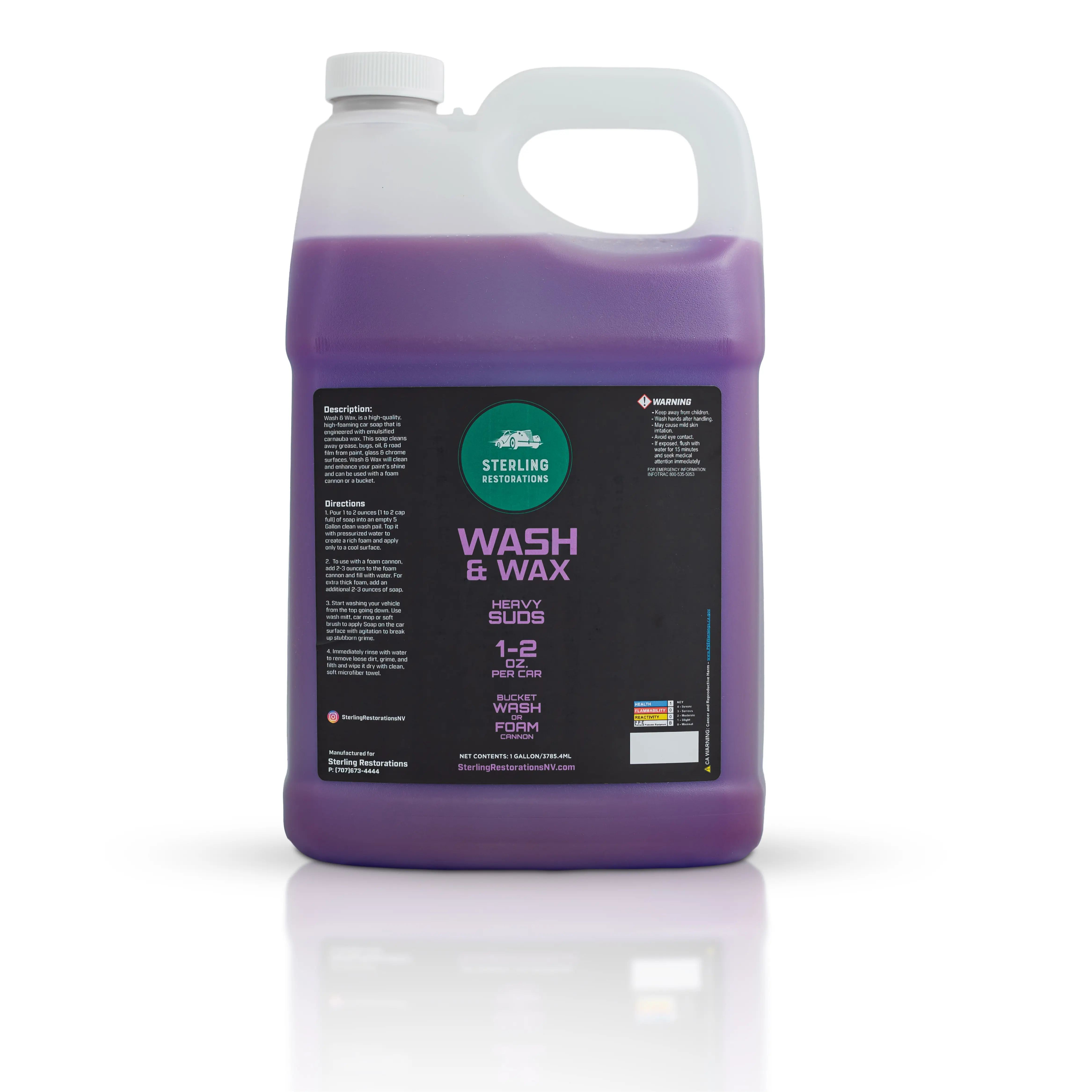 Sterling Restorations Ultimate Wash & Wax - High-Gloss 2-in-1 Car Wash Soap & Carnauba Protection (16oz)