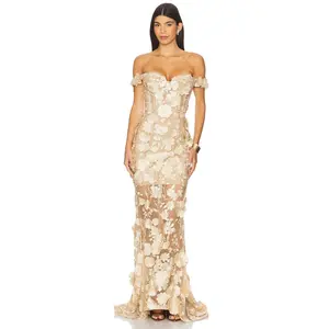 Bronx and Banco Jasmine Off The Shoulder Gown in Gold