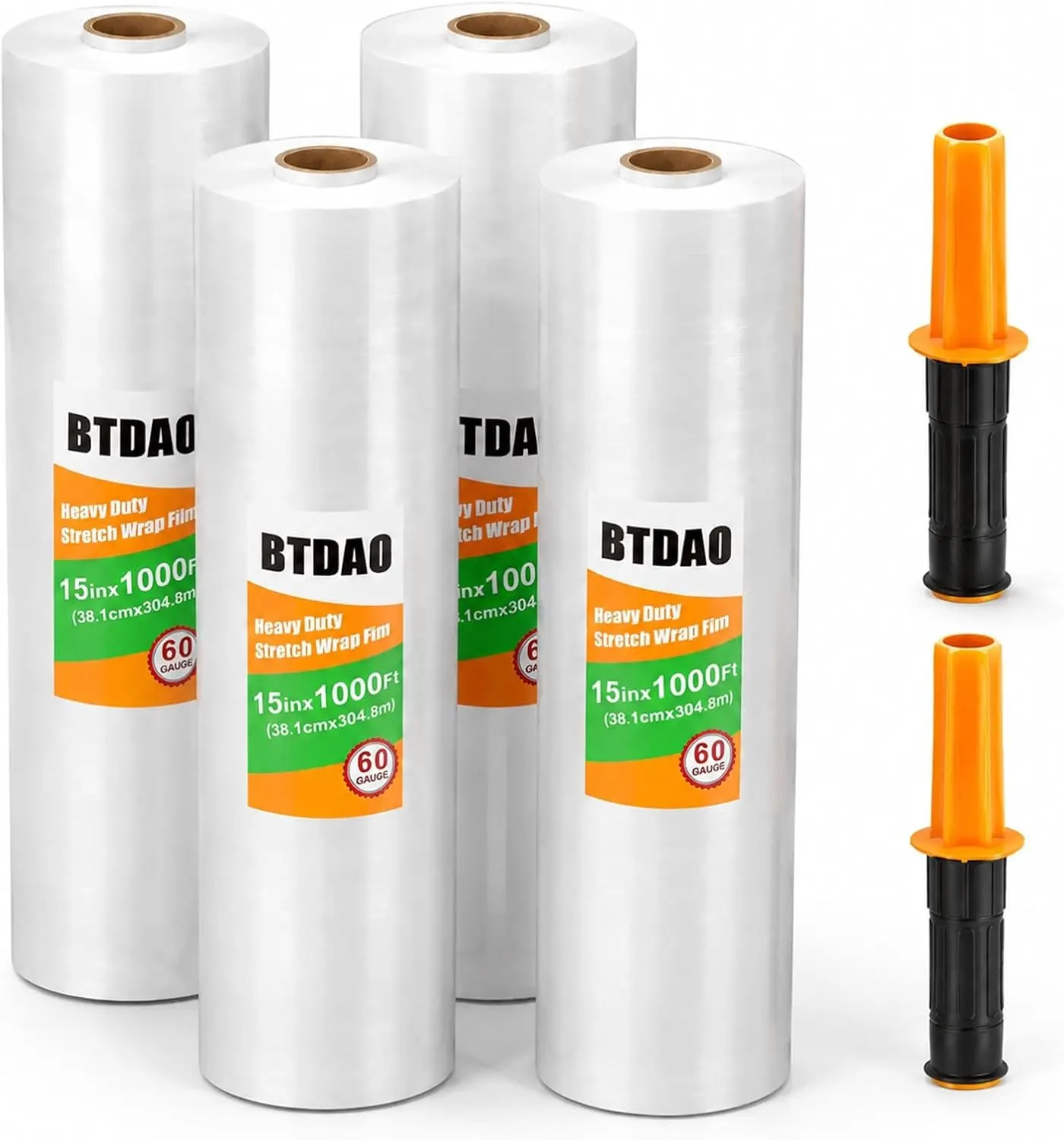 4 Rolls Stretch Wrap 15"x1000 Feet Stretch Film Shrink Wrap Packing Moving Suppliers for Shipping Moving Suppliers Packing Pallet Wrapping Surface Protection 60 Gauge (4 Rolls)
