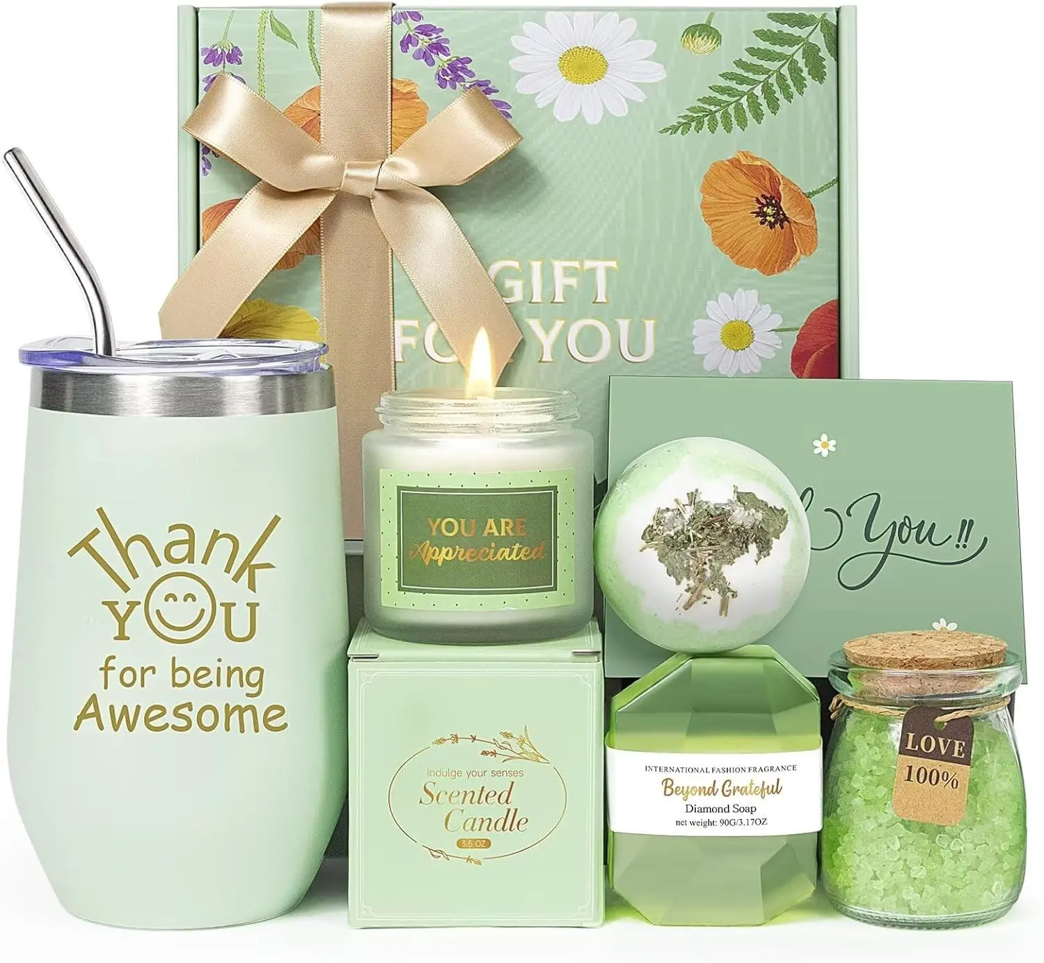 Thank You Gifts Basket for Women, Appreciation Gifts for Nurse Friends Mom Her Teacher Employee, Thanksgiving Christmas Birthday Gift Set
