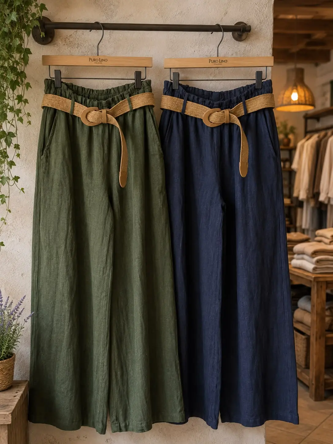 Polo Lino Women's Linen Trousers with Belt